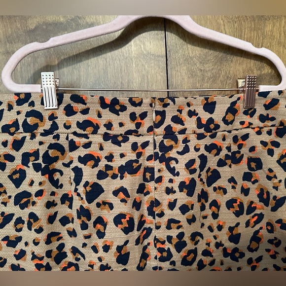 Loft Outlet Womens 14 Brown & Black Cheetah Print Fall Mini Shift Skirt Cotton - Picture 12 of 16